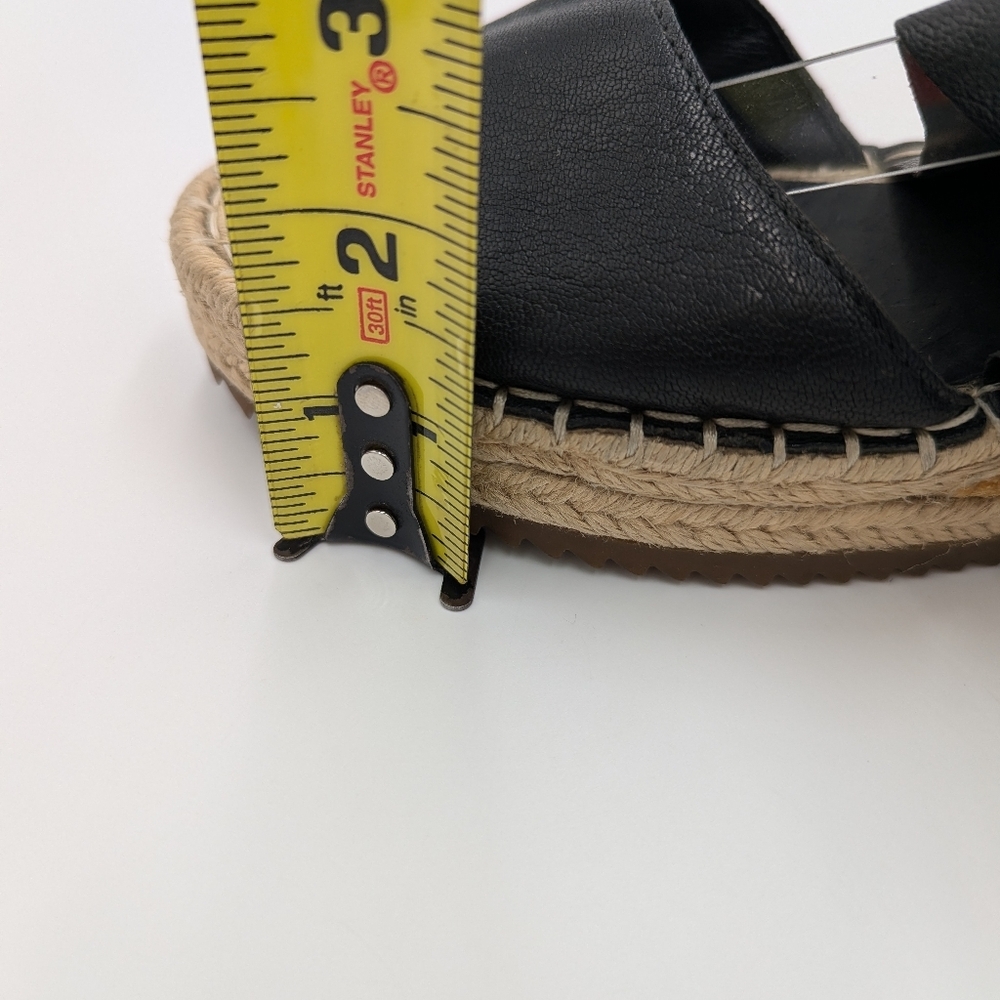 Eileen Fisher Willow Black Tumbled Leather Crisscross Espadrille Wedge 9.5 - Picture 5 of 10
